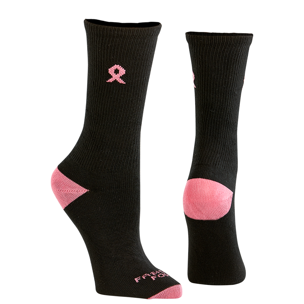 2 Pair Pink Ribbon Breast Cancer Awareness Crew
