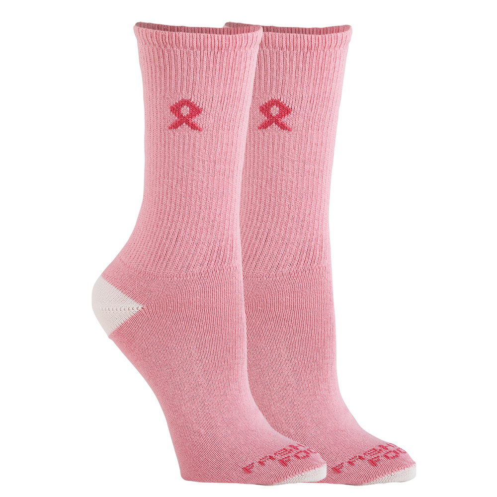 2 Pair Pink Ribbon Breast Cancer Awareness Crew