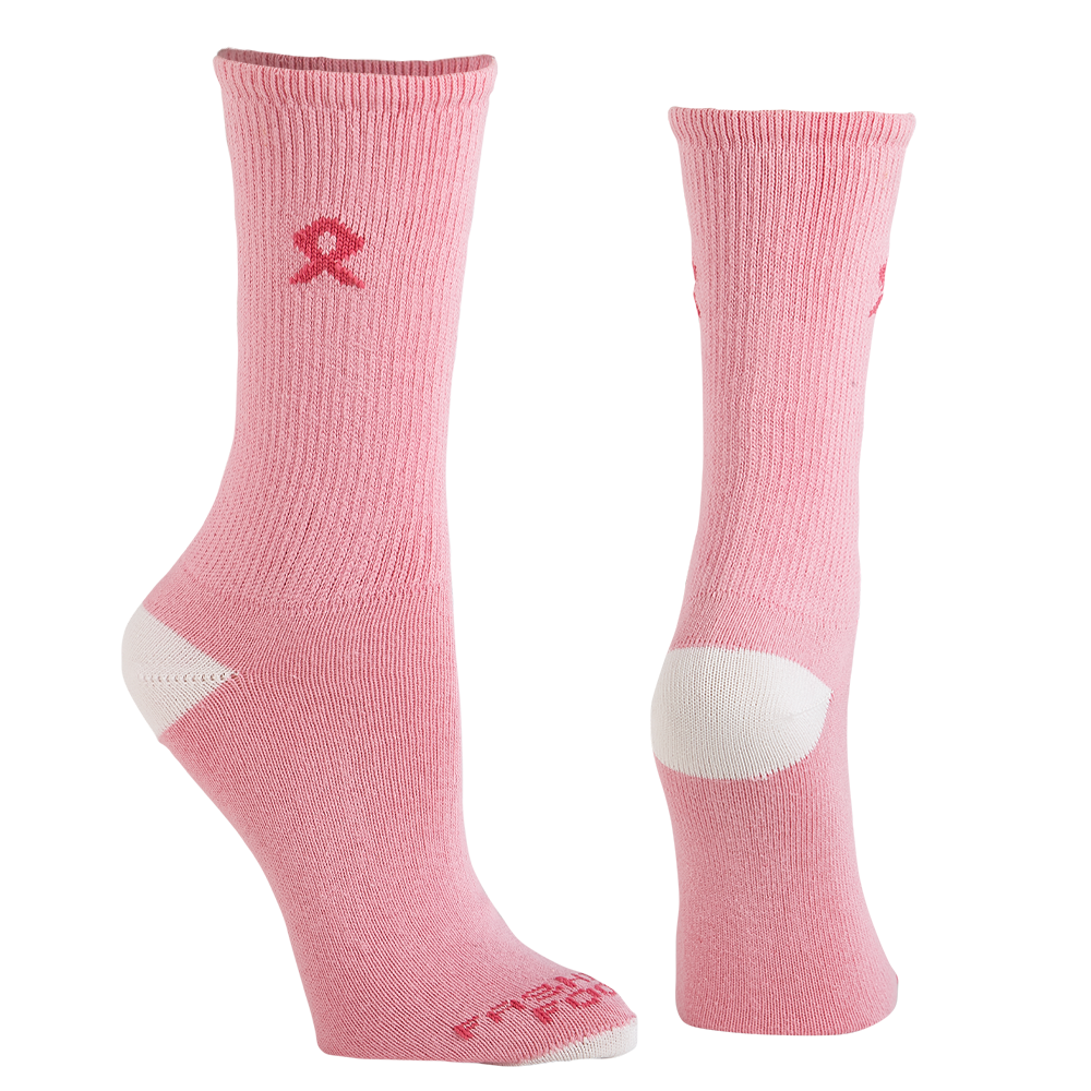 2 Pair Pink Ribbon Breast Cancer Awareness Crew