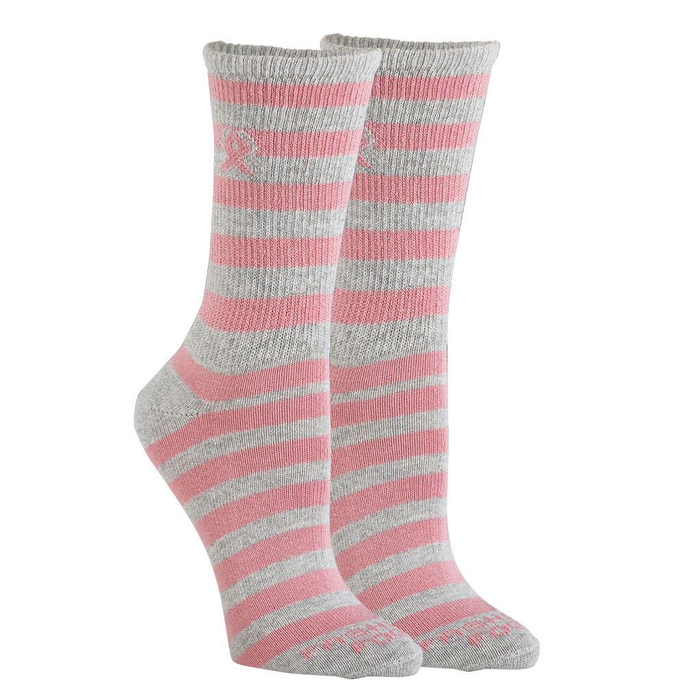 2 Pair Pink Ribbon Breast Cancer Awareness Crew