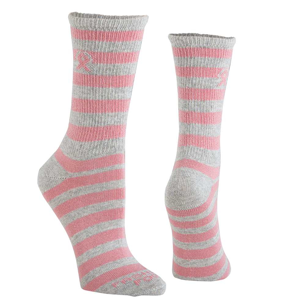 2 Pair Pink Ribbon Breast Cancer Awareness Crew