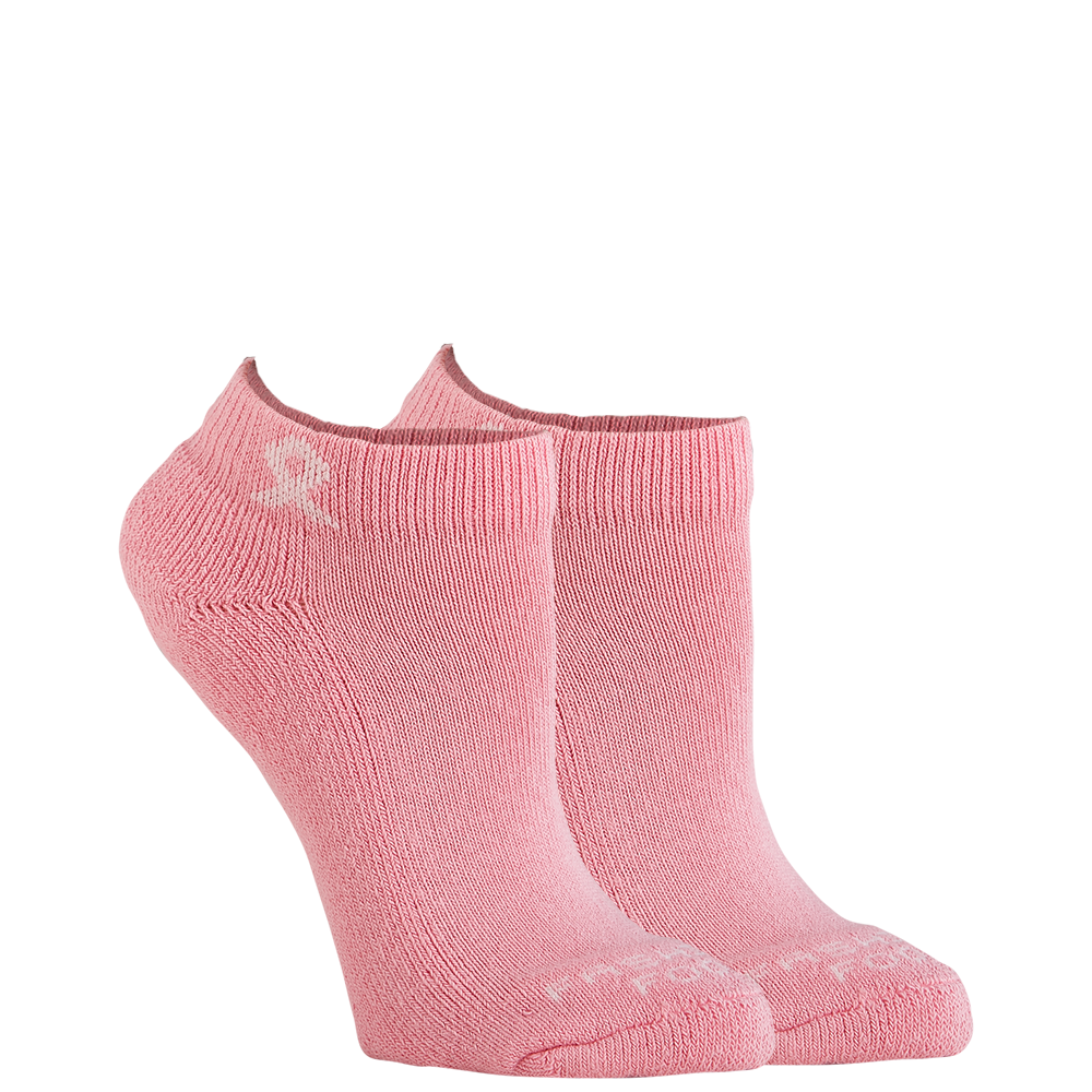 3pr Pink Ribbon Ankle Quarter Socks